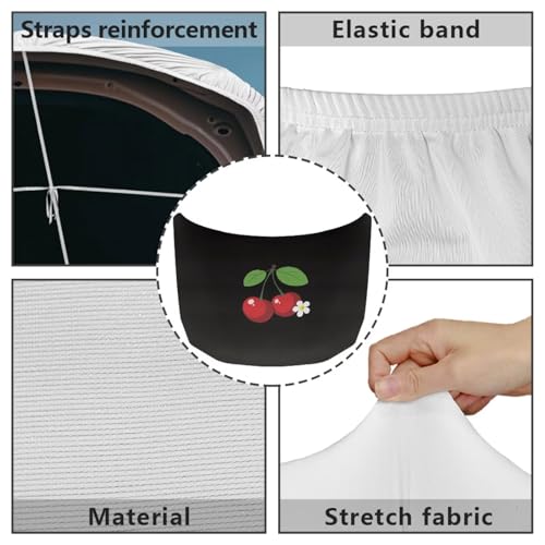 Image of Red Cherries Car Hood Cover Elastic Polyester Car Hood Cover Waterproof Automotive Accessories Easy Installation for Car Hood Decoration and Protection