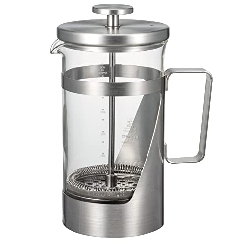HARIO THSV-4-HSV Hairline Silver Pressed Coffee, Heat Resistant Glass, Stainless Steel, Practical Capacity, 20.3 fl oz (600 ml)