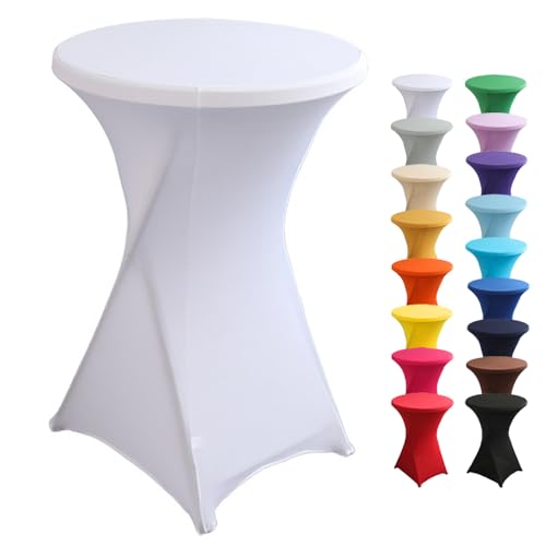 Highdi Housse de Table Haute Cocktail, Spandex Extensible Housse pour Table Haute Ronde pour, Mariage, Anniversaire, Fête, événement, Banquet, Décoration...