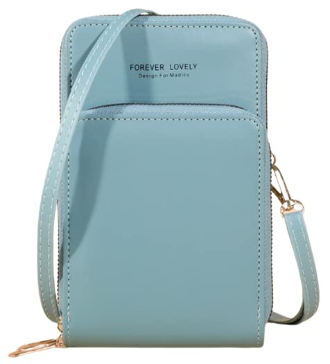 MOCA Girls Women's Touch Screen wallet sling bag for with Mobile Cell Phone holder Pocket Wallet Hand Purse Clutch Crossbody Sling Cell Phone wallet for Women Womens Girls (SJ1211#P, Sky Blue)-image-13
