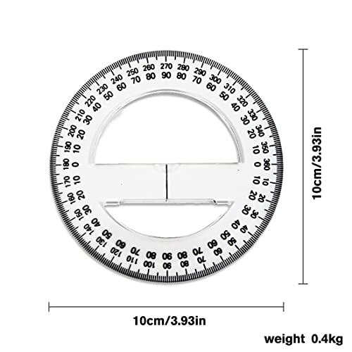 10 cm Goniometro rotondo completo 360 gradi di plastica strumenti di misura matematica semicerchio organico cerchio goniometro disegno modello strumento di progettazione righello