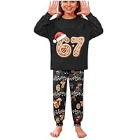 Boys Girls Sets 2 Piece Funny 67 Meme Matching Sets Kids Six Seven Christmas Shirt and Pants Set Kids Winter Clothes