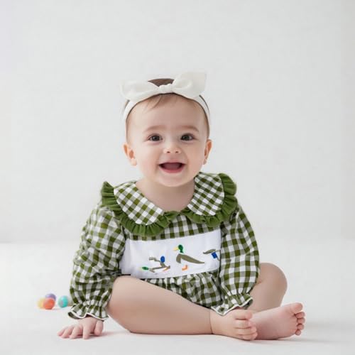 Baby Girl Outfits Smocked Bubble Romper Jumpsuit Long Sleeve Bodysuit Cute Newborn Infant Fall Winter Clothes3