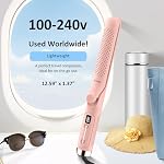 MESCOMB Dual Voltage Flat Iron Hair Straightener and Curler 2 in 1,Professional Hair Straightening and Curling Irons with Cooling Air Vents to Lock in Style,1.2 Inch Ionic Curling Wand,5 Temp 280-430℉