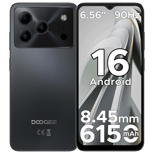 DOOGEE Note56 Android 16 Smartphone Pas Cher, Telephone Portable 6150mAh Écran 6.56 HD+/90Hz 24Go+64Go/TF 2To, 8MP+5MP Telephone, Débloqué 4G Dual SIM, Octa Core, Face ID/OTG