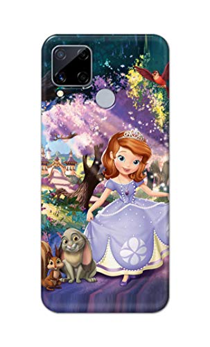Image of PRINTFIDAA Cartoon Little Girl with Crown and Pet Animals Printed Designer Hard Case for Realme C15 / Realme C12 / Realme Narzo 20 / Realme Narzo 30A (2021) Back Cover -(e) RPM1008
