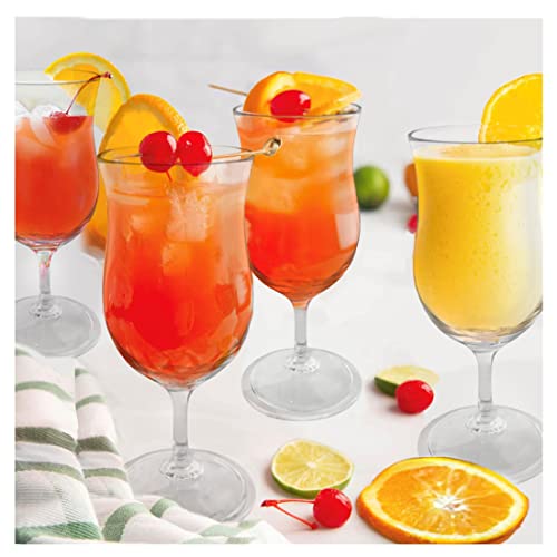 Lily's Home Unbreakable Plastic Hurricane Glasses. Stemmed Cocktail Glasses Made Of Shatterproof Plastic And Ideal For Pina Colada, Daiquiri And Iced Tea. Reusable, 14 Oz. Each, Set Of 4 (Clear) #TOP1