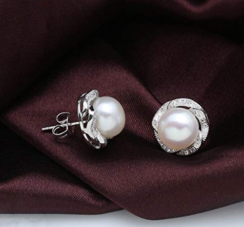 Sterling Silver Freshwater Cultured Pearl Pearl Earrings for Women White Cubic Zirconia Christmas Gifts for Mom Wife Girlfriend, Anniversary Birthday Jewelry Gifts for Her3