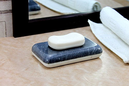 Kleo - Double Sided Soap Dish Made Of Natural Black Stone And White Marble | Bath Kitchen Accessories #TOP2