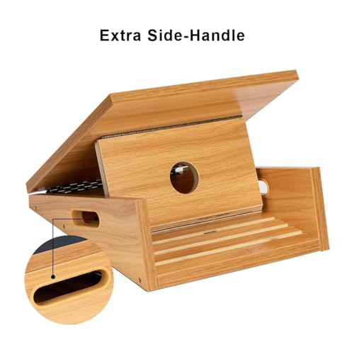 Image of Professional Wooden Slant Board, Adjustable Incline Board and Calf Stretcher, Stretch Board - Extra Side-Handle Design for Portability