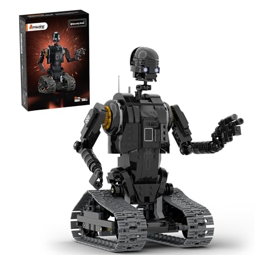 Tebieniub Amazing Security Droid Building Set, 588 Pieces Robot with Remote Control Model Kit, Movable Tracks and Rotating Head with LED Eyes, Gift...