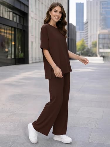 Image of TYSORT Women Casual Summer co ords Set Track Suit Oversized Top Baggy Pant,Top and Pajama Set