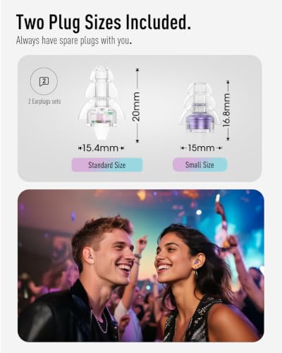 Image of Hearprotek Concert Ear Plugs, 2 Pairs High Fidelity Ear Plugs for Musicians