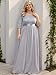 Ever-Pretty Women's Round Neck Maxi Dresses Sequin Plus Size Formal Dresses for Women Silver US16