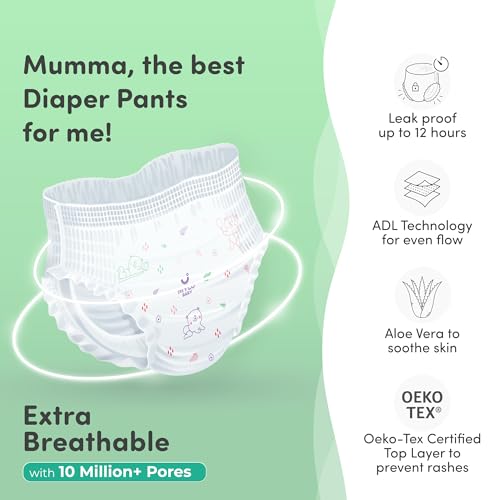 Image of Mylo Baby Diaper Pants Small (S) Size 4-8 kgs (42 count) Leak Proof | Lightweight | Rash Free | Upto12 Hours Protection | ADL Technology | with Aloe Vera Lotion