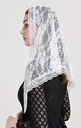FANFAN Church Veil Cathdral Veils Lace Mantilla chapel Veil Y021 (white)
