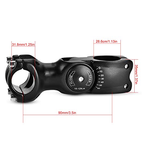 Wspornik Roweru Górskiego, Regulowany Wspornik Rowerowy 0-60 Stopni Krótki Wspornik Kierownicy do Większości Rowerów, Rowerów Szosowych, MTB, BMX, Biegów Typu Fixie, Kolarstwa (stop Aluminium, Lekki,