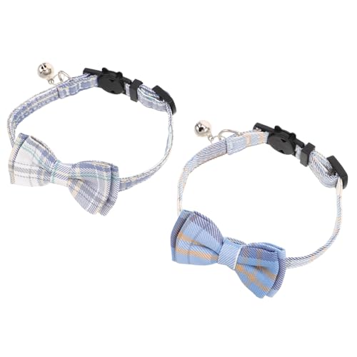 HOUDERCO 蝶ネクタイとベル付き猫用首輪 2個:猫用調節可能なペット首輪 子猫用 ファッションネックデコレーション ペット用品 アクセサリー
