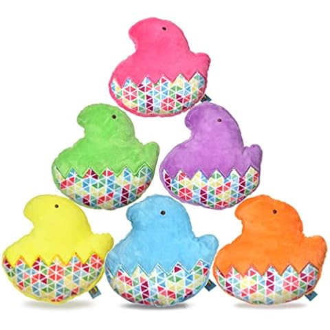 Peeps for Pets Chick 5 Inch Flattie Plush Dog Toy, Assorted Colors | 5 Inch Stuffingless Dog Toy for All Pets | Soft Fabric Flat Dog Toy from Peeps, 5 Inches, FF16037 Cover