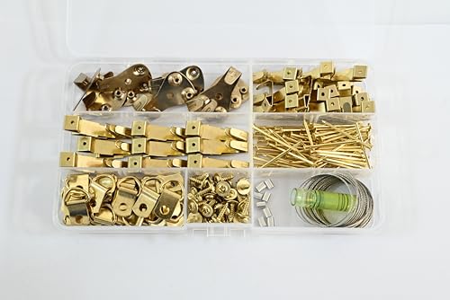 Image of 220-Piece Universal Picture Hanging Kit with Level - Heavy Duty Wall Hooks, D-Rings & Picture Wire, Complete Hanging Hardware Set