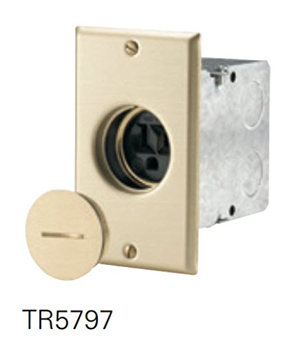 Eaton Tr5797 Tamper Resistant Floor Box Receptacle, 125 V, 15 A, 2 Pole, 3 Wire, Black And Brass #TOP2