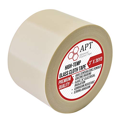 Image of APT Glass Cloth Electrical Tape, High Temperature Masking Tape, 260C. UL Listed, White Heat Resistant Tape. Ideal for Class H Electrical, Powder Coating, Sand Blasting(3 inch x 36 Yds)