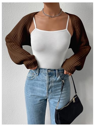 Image of GORGLITTER Women's Open Front Cardigan Sweater Trendy Dressy Cute Long Sleeve Bolero Shrug Fall Knit Short Cardigan