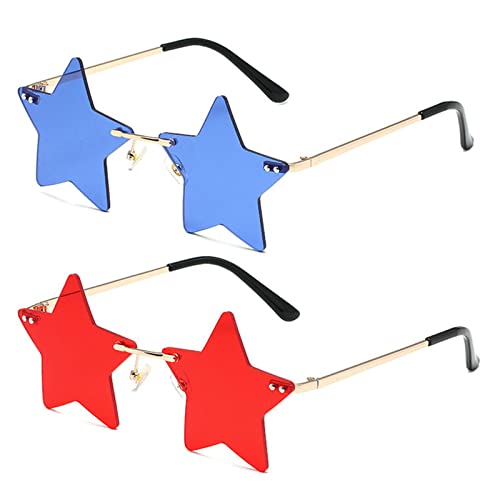 willochra Rimless Star shape Sunglasses Transparent Sun Glasses for women/men Party glasses Super Cute pentagram eyewears3