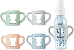 PandaEar 4 Pack Silicone Baby Bottle Handles Compatible with Dr Brown 8 oz/250 ml Narrow Baby Bottles, Baby Feeding Bottle Holder Grips