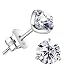 "STUNNING FLAME" 18K Gold Plated Silver Brilliant Cut Simulated Diamond CZ Stud Earrings, 0.9ct