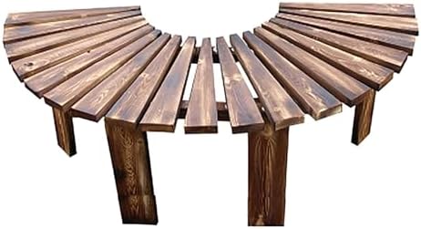 Genérico Outdoor Wooden Bench, Semi-Round Garden Seat, Weatherproof Curved Bench, Solid Wood Furniture for Natural Patios, Elegant Outdoor Seating