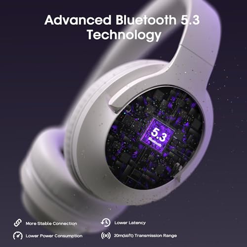 Image of YUMONDEAR Bluetooth Headphones Over Ear, 80H Playtime, HiFi Stereo, Deep Bass EQ