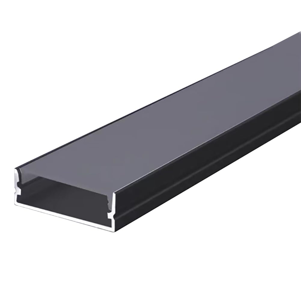 Difusor de tira de luz LED de perfil de aluminio de 6 m, canal negro con cubierta esmerilada, difusor LED en forma de U, 30 mm x 10 mm, perfecto para iluminación del hogar y la oficina