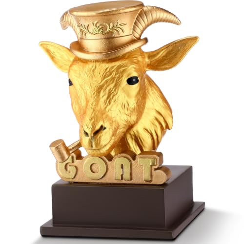 Zhengmy Goat Trophy Award, 4.6 Inch Mini Resin Goat Statue,Golden