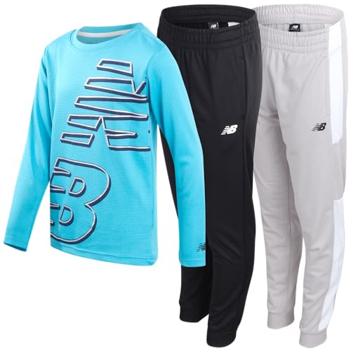 New Balance Boys Tracksuit - 3 Piece Waffle Knit Long Sleeve Thermal Shirt & Jogger Pants - Athletic Outfit for Boys (8-20)