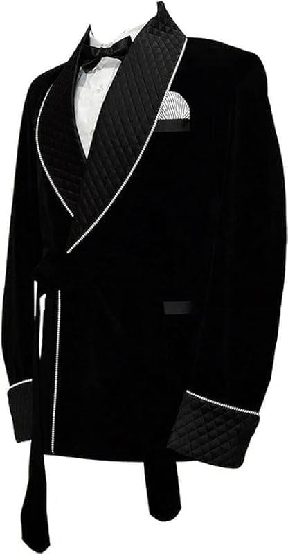 Smoking Jacket, Men Double Breasted Luxury Velvet Black Cigar Blazer for Dinner,Party,Wedding,Hosting,All Ocasion2