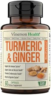 Tumeric and Ginger with Black Pepper - Natural Turmeric Curcumin Joint Support Supplement with Bioperine & 95% Curcuminoids. High Absorption Antioxidant Anti Inflammatory & Immune Support. 60 Capsules