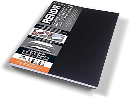 Crescent Cardboard Co RENDR No Show Thru Lay Flat Sketch Book 8.5 x 11-inch, 32 Sheets, Paper, White