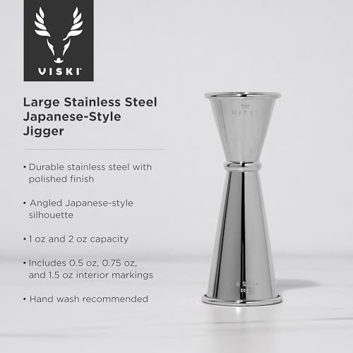 Viski Jigger duplo com medidas internas, jigger de coquetel de aço inoxidável, estilo jigger japonês