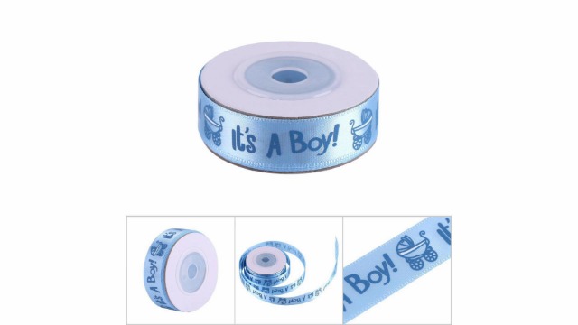 Ruban De Satin Pour Bébé - 10 M X 15 Mm - Bleu Clair - Pour Cadeaux, Naissance, Baptême