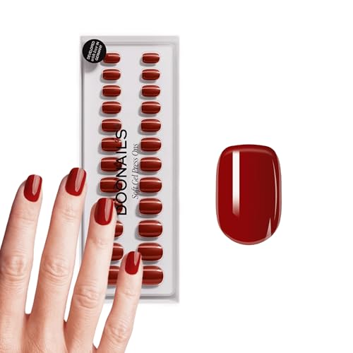 DOONAILS Press On Nails 30er Set Mon Cheri Square Form Rot Nägel zum Aufkleben Full Cover in Salonqualität Fake nails soft gel Extra Short Natürliches & angenehmes Tragegefühl