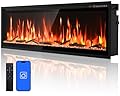 60” Smart Electric Fireplace with Voice Control, Realistic Flame, Crackling Sound, Wall Mounted or Recessed Fireplace Insert, App/Remote Control, Logs & Crystals Included for Living Room, Bedroom