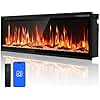60” Smart Electric Fireplace with Voice Control, Realistic Flame, Crackling Sound, Wall Mounted or Recessed Fireplace Insert, App/Remote Control, Logs & Crystals Included for Living Room, Bedroom