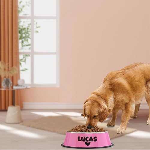 Personalisierter Hundenapf und Katzennapf aus Edelstahl – rutschfest, leicht zu reinigen, ideal als Futterschüssel oder Wassernapf für Hunde und Katzen (Rosa)