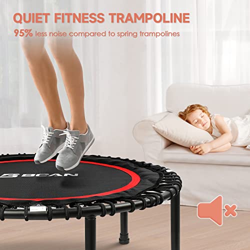 Bcan 40" Foldable Mini Trampoline, Silent Bungee Cord, Stable & Quiet Exercise Rebounder For Kids Adults Indoor/Garden Workout Max 450 Lbs - Red #TOP6