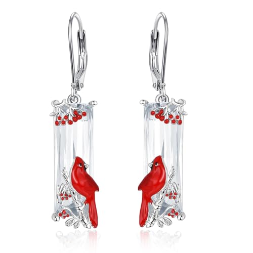 Boucles d'oreilles oiseau rouge et colibri en argent pour vos soirées