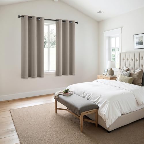 Image of MIULEE Blackout Curtains for Bedroom Living Room 2 Panels, Thermal Insulated Room Darkening Drapes Grommet Noise Reducing Light Blocking Window Treatments 63 Inches Long 40x63 Inch Stone