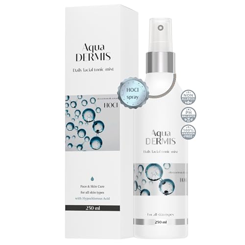 AquaDERMIS Spray Face Mist 250 ml - Tónico hidratante para rostro y piel/para pieles sensibles/controla acné, rosácea, irritación, rojeces/ayuda a la cicatrización/con ácido hipocloroso