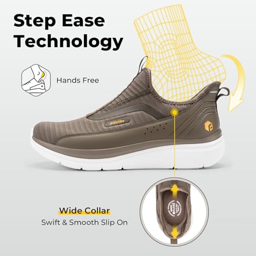 Image of FitVille Men's Extra Wide Slip on Walking Shoes with Arch Support Men Slip on Sneakers for Foot Pain Relief-Stepease V2