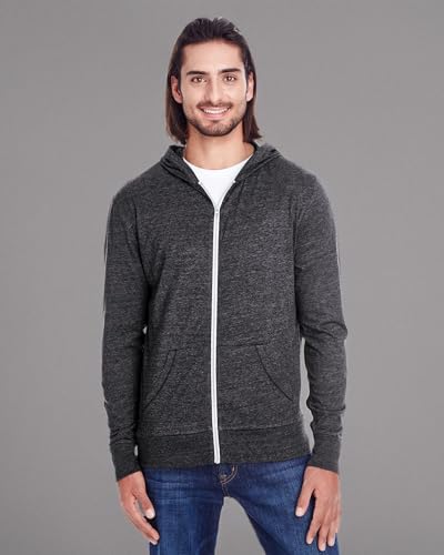 Threadfast Apparel Unisex Triblend Full-Zip Light Hoodie XS BLACK TRIBLEND4